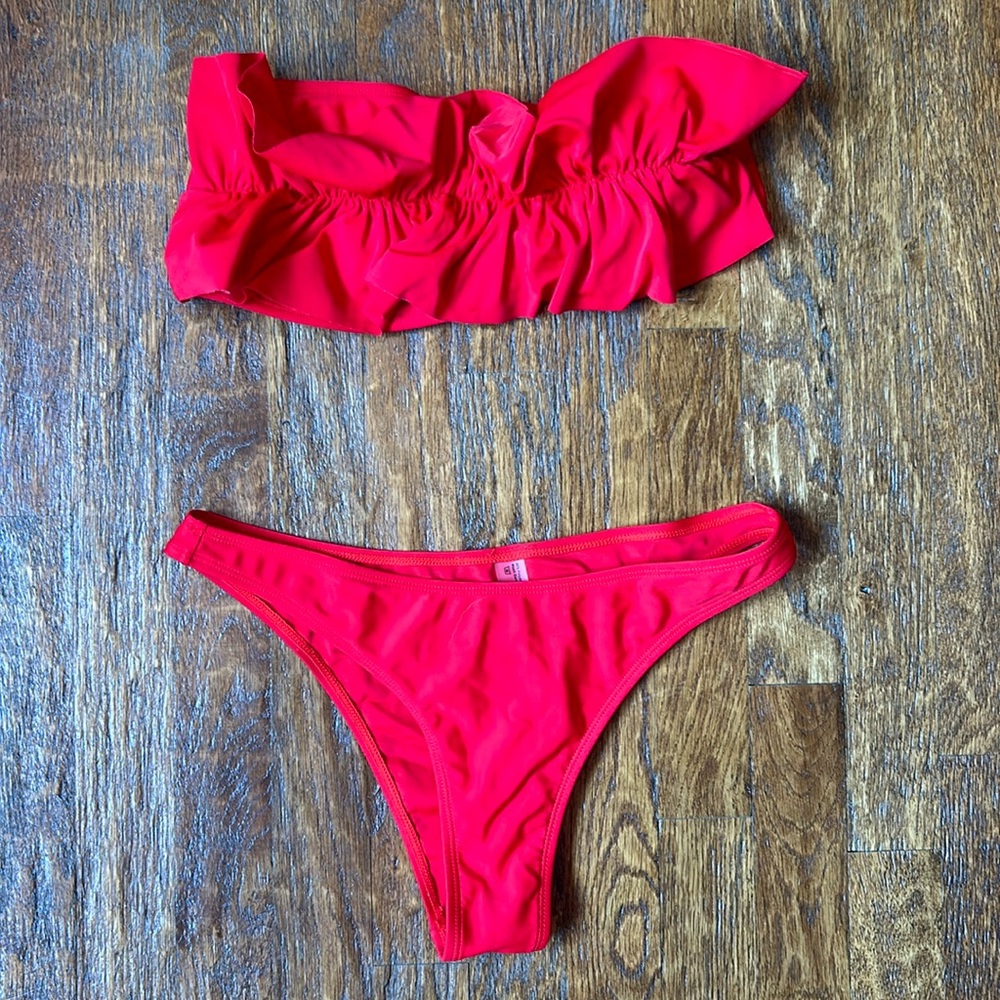 strapless shein bikini set